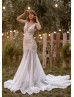 Luxury Ivory Beaded Lace Sequined Tulle Wedding Dress With Nude Lining